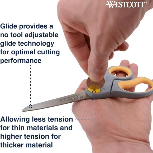8-Inch Titanium-Bonded Scissors with Adjustable Glide Feature for Office and Hom - Picture 3 of 8